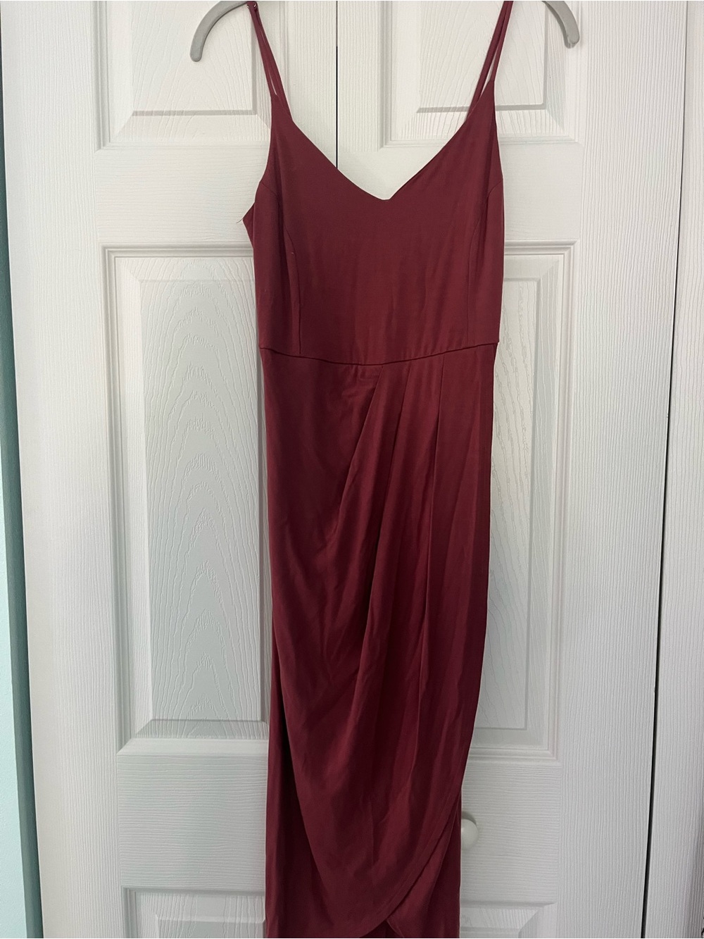 Soprano Wine Red Maxi Slip Dress with Spaghetti Straps